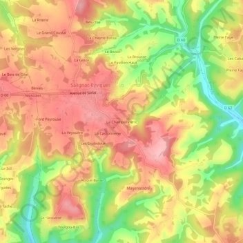 Mapa topográfico La Champonnerie, altitud, relieve