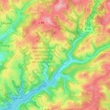 Mapa topográfico Niederhagen, altitud, relieve