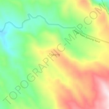 Mapa topográfico Tawang, altitud, relieve