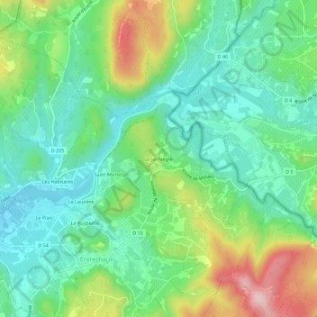Mapa topográfico Le Jas Nègre, altitud, relieve