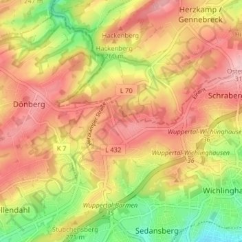 Mapa topográfico Hatzfeld, altitud, relieve