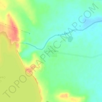 Mapa topográfico Cerro Prieto, altitud, relieve