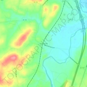 Mapa topográfico Quicksburg, altitud, relieve