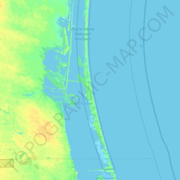 Mapa topográfico Padre Island, altitud, relieve