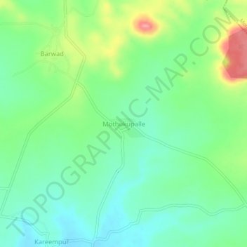 Mapa topográfico Mothukupalle, altitud, relieve