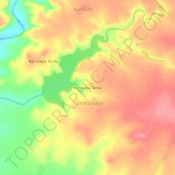 Mapa topográfico Hangarga Tanda, altitud, relieve