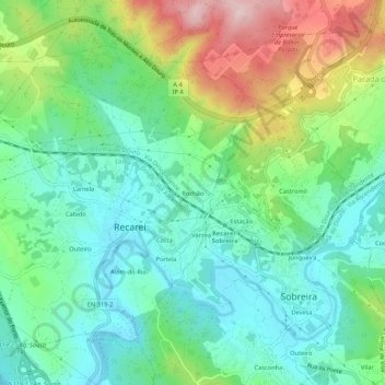 Mapa topográfico Rochão, altitud, relieve