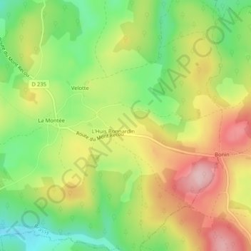 Mapa topográfico Champ Oudo, altitud, relieve