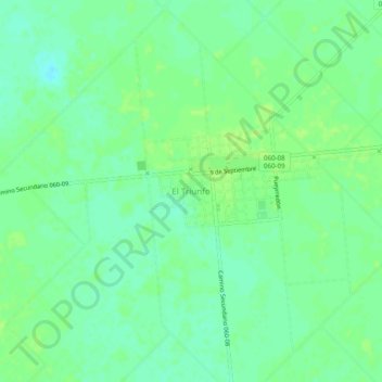 Mapa topográfico El Triunfo, altitud, relieve