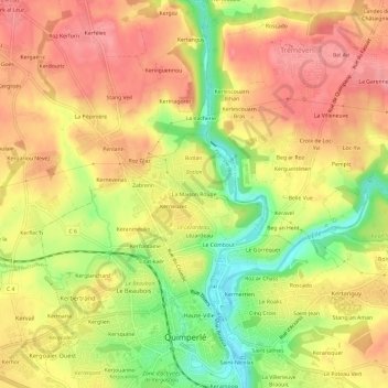 Mapa topográfico La Maison Rouge, altitud, relieve