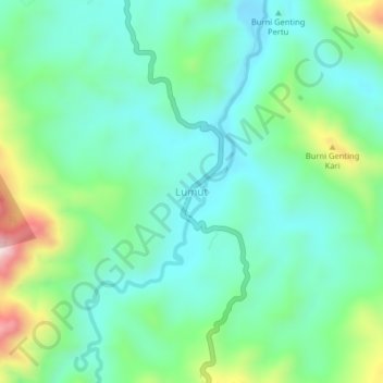 Mapa topográfico Lumut, altitud, relieve