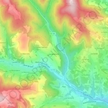 Mapa topográfico La Maletière, altitud, relieve