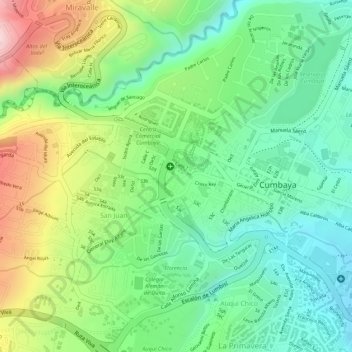 Mapa topográfico parque de las flores, altitud, relieve