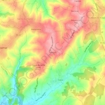 Mapa topográfico Ventosa, altitud, relieve