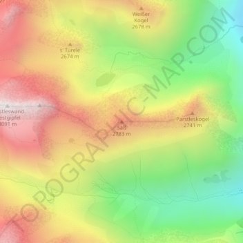 Mapa topográfico Saß, altitud, relieve