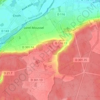 Mapa topográfico Les Maries, altitud, relieve