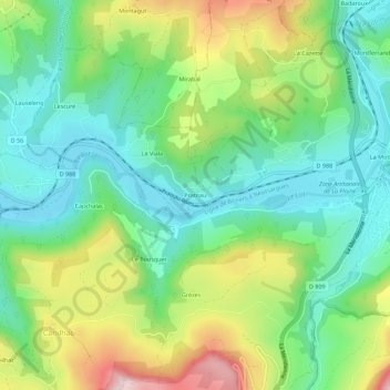 Mapa topográfico Pratnau, altitud, relieve