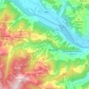 Mapa topográfico Gabriele, altitud, relieve