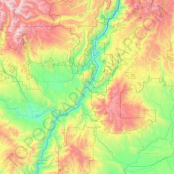 Mapa topográfico Oregon Island, altitud, relieve