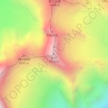 Mapa topográfico 鹊巴, altitud, relieve