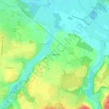Mapa topográfico Les Frapillières, altitud, relieve