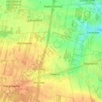 Mapa topográfico Janów, altitud, relieve