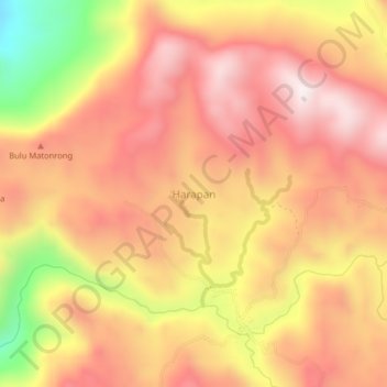 Mapa topográfico Harapan, altitud, relieve