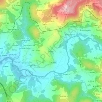 Mapa topográfico Prospes, altitud, relieve