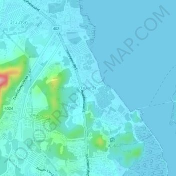 Mapa topográfico Ban Sa Pam, altitud, relieve