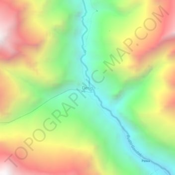 Mapa topográfico Deng, altitud, relieve