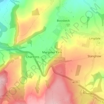 Mapa topográfico Margrove Park, altitud, relieve