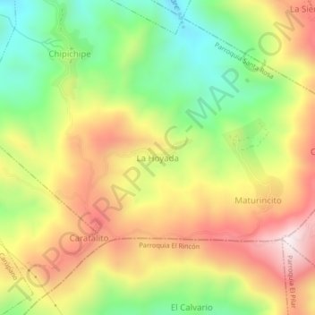 Mapa topográfico La Hoyada, altitud, relieve