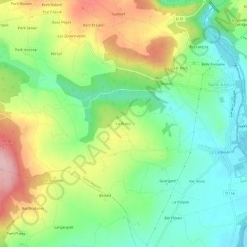 Mapa topográfico Le Bronz, altitud, relieve