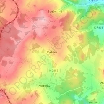 Mapa topográfico Dehles, altitud, relieve