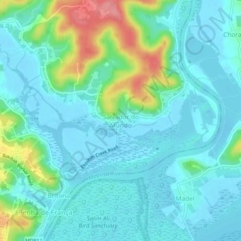 Mapa topográfico Salvador do Mundo, altitud, relieve