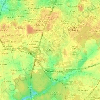 Mapa topográfico La Vrillonerie, altitud, relieve