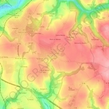 Mapa topográfico Le Bourg, altitud, relieve
