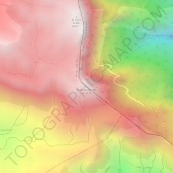 Mapa topográfico Meesapulimala, altitud, relieve