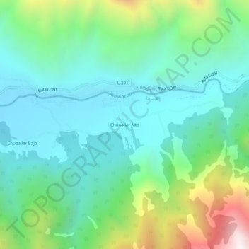 Mapa topográfico Chupallar Alto, altitud, relieve