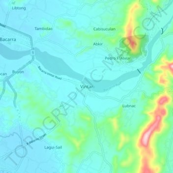 Mapa topográfico Vintar, altitud, relieve
