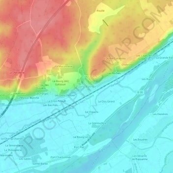 Mapa topográfico Saint-Patrice, altitud, relieve