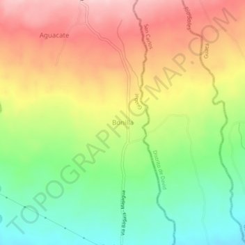 Mapa topográfico Bonilla, altitud, relieve