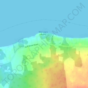 Mapa topográfico Upper Gulf Shore, altitud, relieve