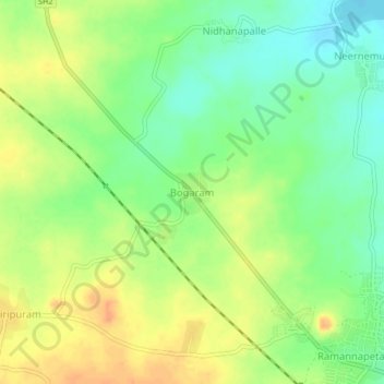 Mapa topográfico Bogaram, altitud, relieve