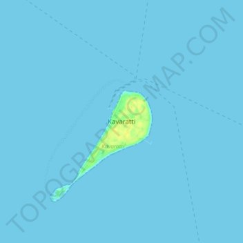 Mapa topográfico Kavaratti, altitud, relieve