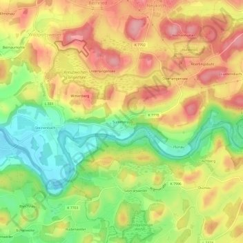 Mapa topográfico Summerau, altitud, relieve