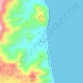 Mapa topográfico Kanaan, altitud, relieve