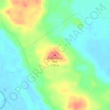 Mapa topográfico Bidaminna Hill, altitud, relieve