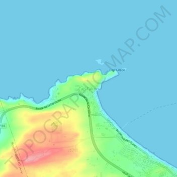 Mapa topográfico Cabo Falcón, altitud, relieve