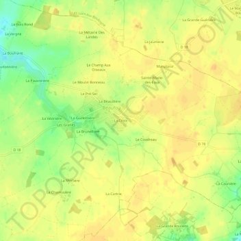 Mapa topográfico La Croix, altitud, relieve
